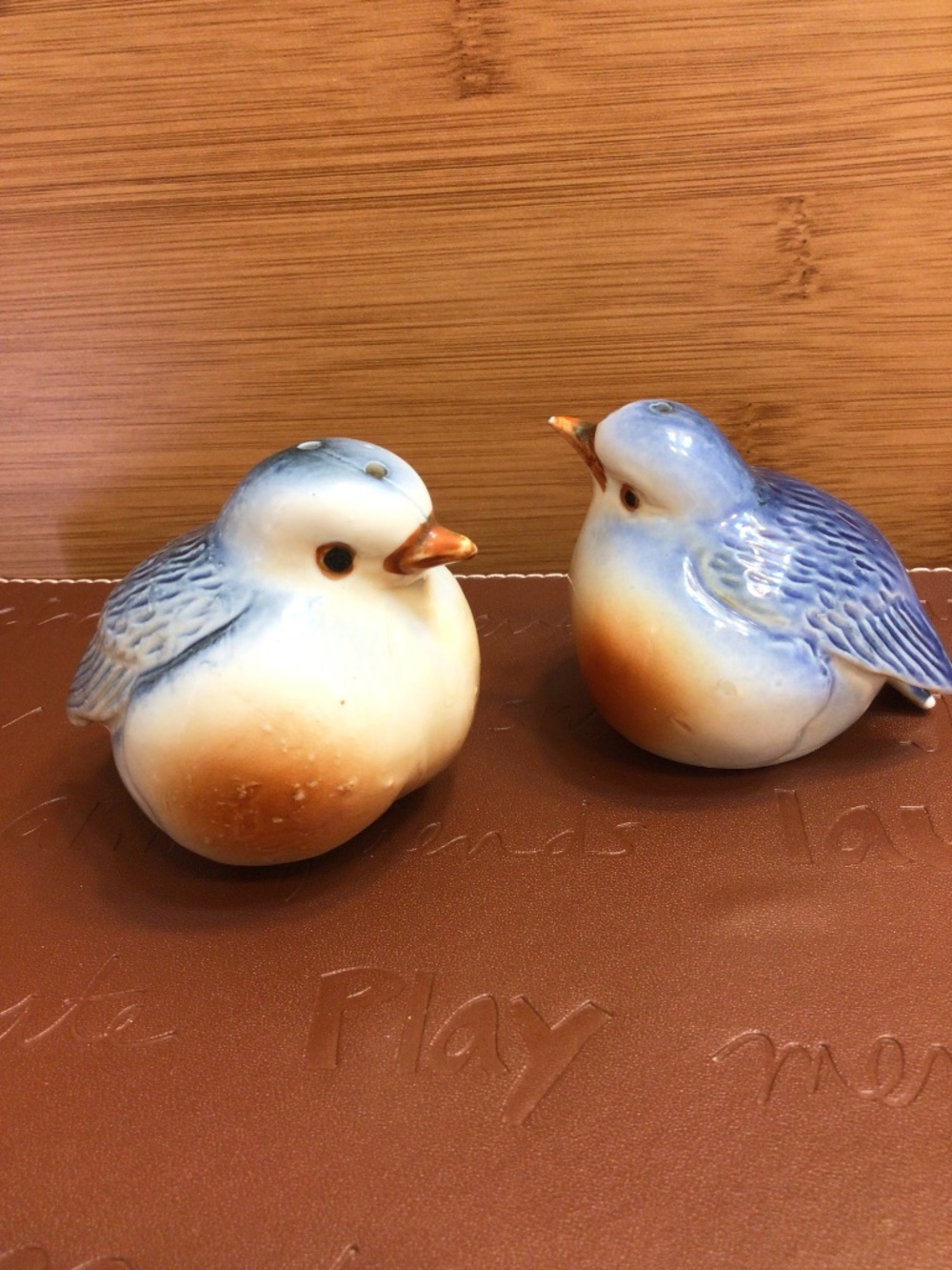 Vintage Blue Birds Salt Pepper Shakers, Bone China Bird Lover Decor Collectibles